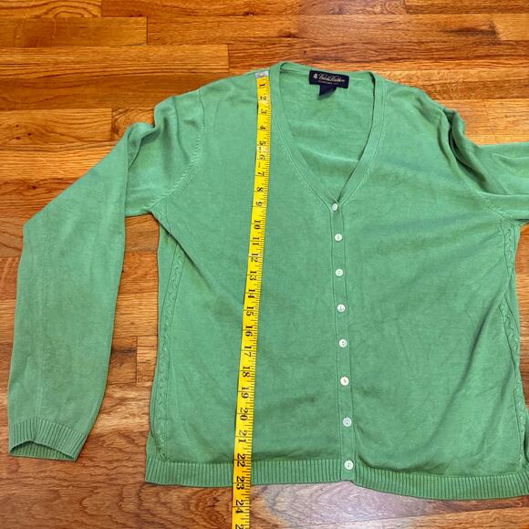 Brooks Brothers Women’s XL Silk Cotton Green Button Long Sleeve Cardigan Preppy - Picture 7 of 10